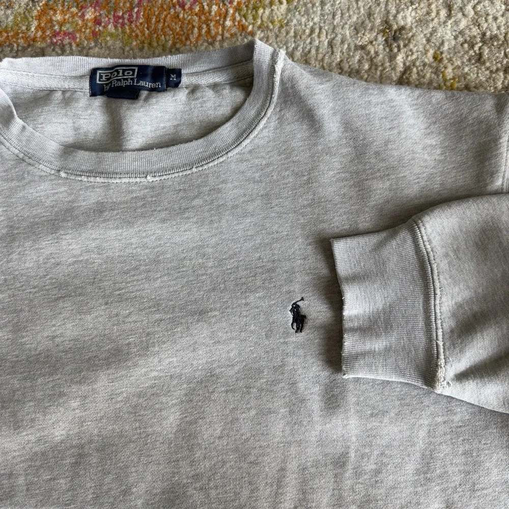 Vintage Polo Ralph Lauren Distressed Crewneck Sweatshirt Gray Size M